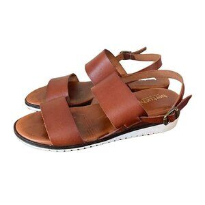 Bertuchi Piel Leather Strappy Sandal Buckle rubber sole Made in Spain Brown 9